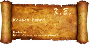 Kovács Bennó névjegykártya